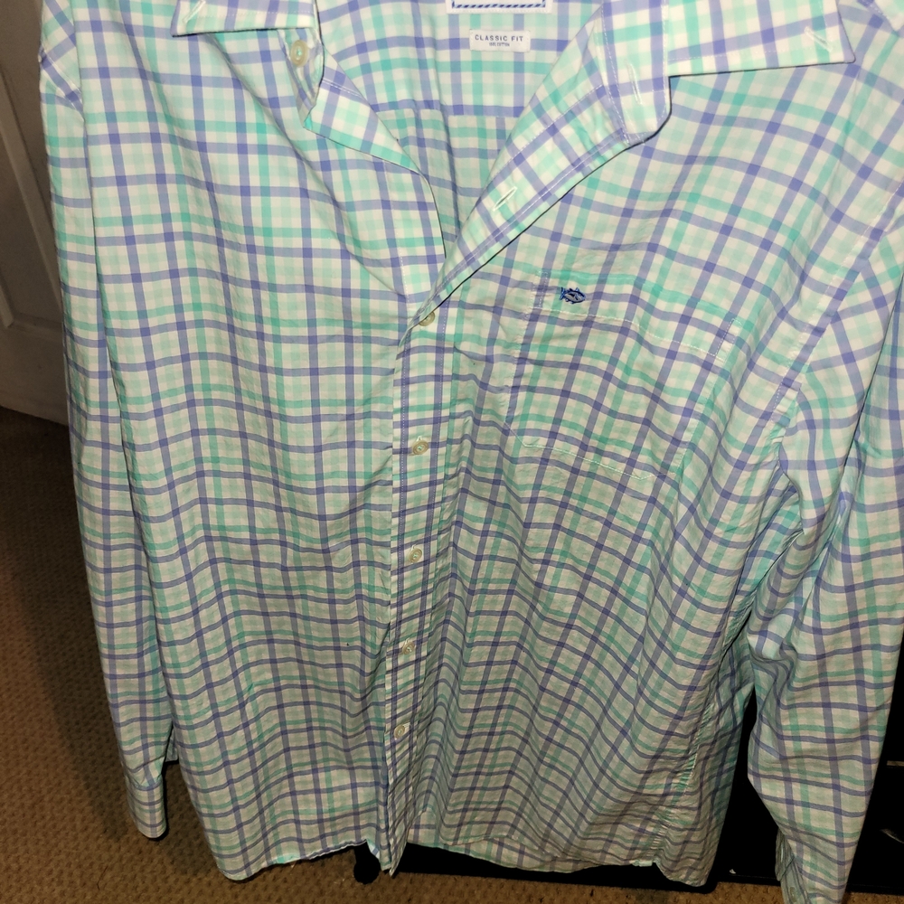Southern Tide Men's Plaid Shirt - Blue, Green, and Purple